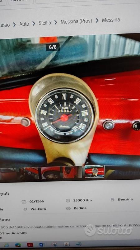 Usata Fiat 500 1960 Rosso Utilitaria