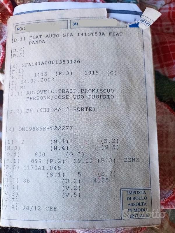 Usata Fiat Panda 39 CV (28 kW) 2002 Rosso Utilitaria