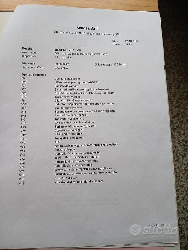 Usata Smart ForFour Passion 71 CV (52 kW) 2016 Grigio Utilitaria