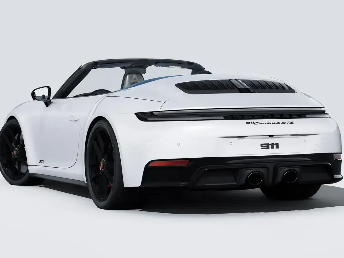 Nuova Porsche 911 Carrera 4 GTS 2026 Grigio ghiaccio metallizzato/capote blu Cabrio
