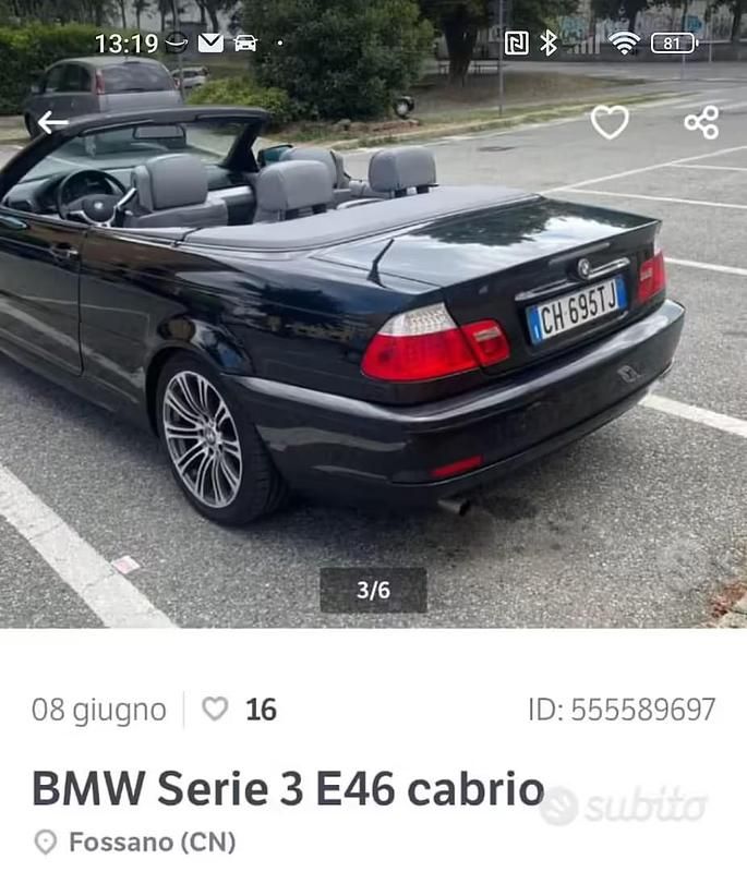Usata BMW 318 Cabriolet 143 CV (105 kW) 2003 Nero Cabrio