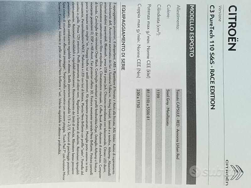 Usata Citroën C3 110 CV (80 kW) 2019 Grigio Monovolume