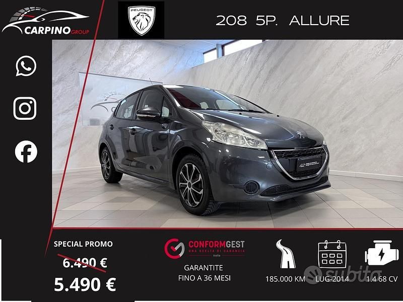 Usata Peugeot 208 Allure 68 CV (50 kW) 2014 Grigio Utilitaria