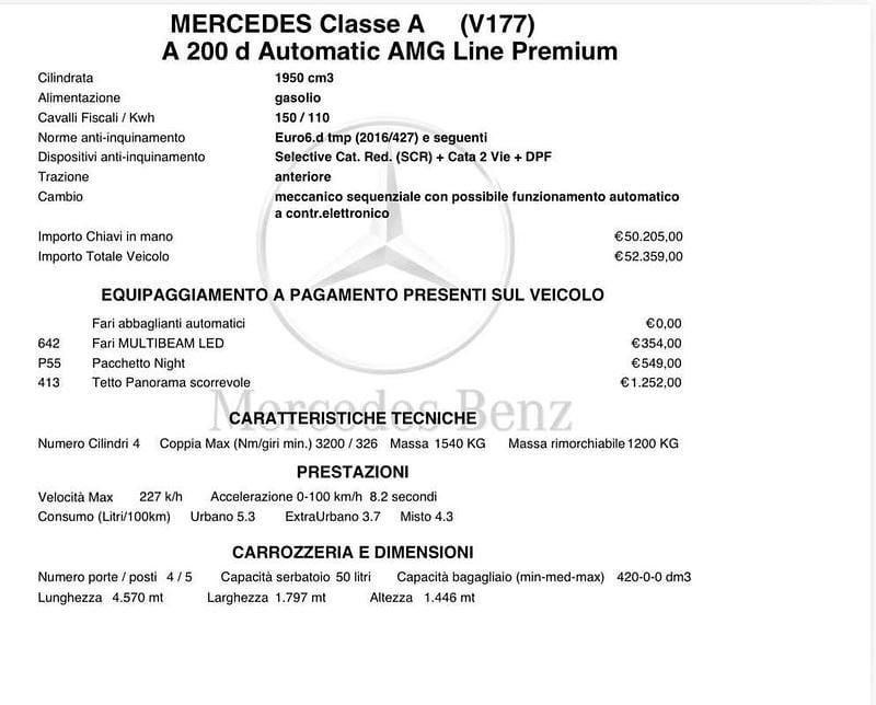 Usata Mercedes A200 AMG Line Premium 150 CV (110 kW) 2025 Berlina