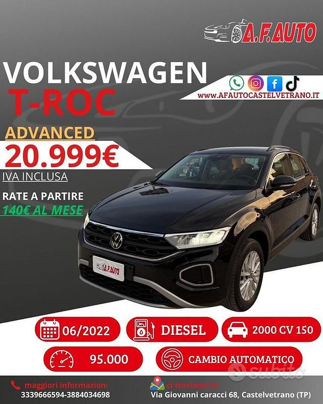 Usata VW T-Roc Advance 150 CV (110 kW) 2022 Nero SUV