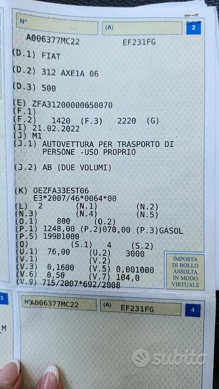 Usata Fiat 500 75 CV (55 kW) 2011 Rosso Utilitaria