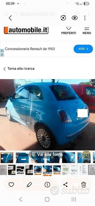 Usata Fiat 500 2011 Blu Utilitaria