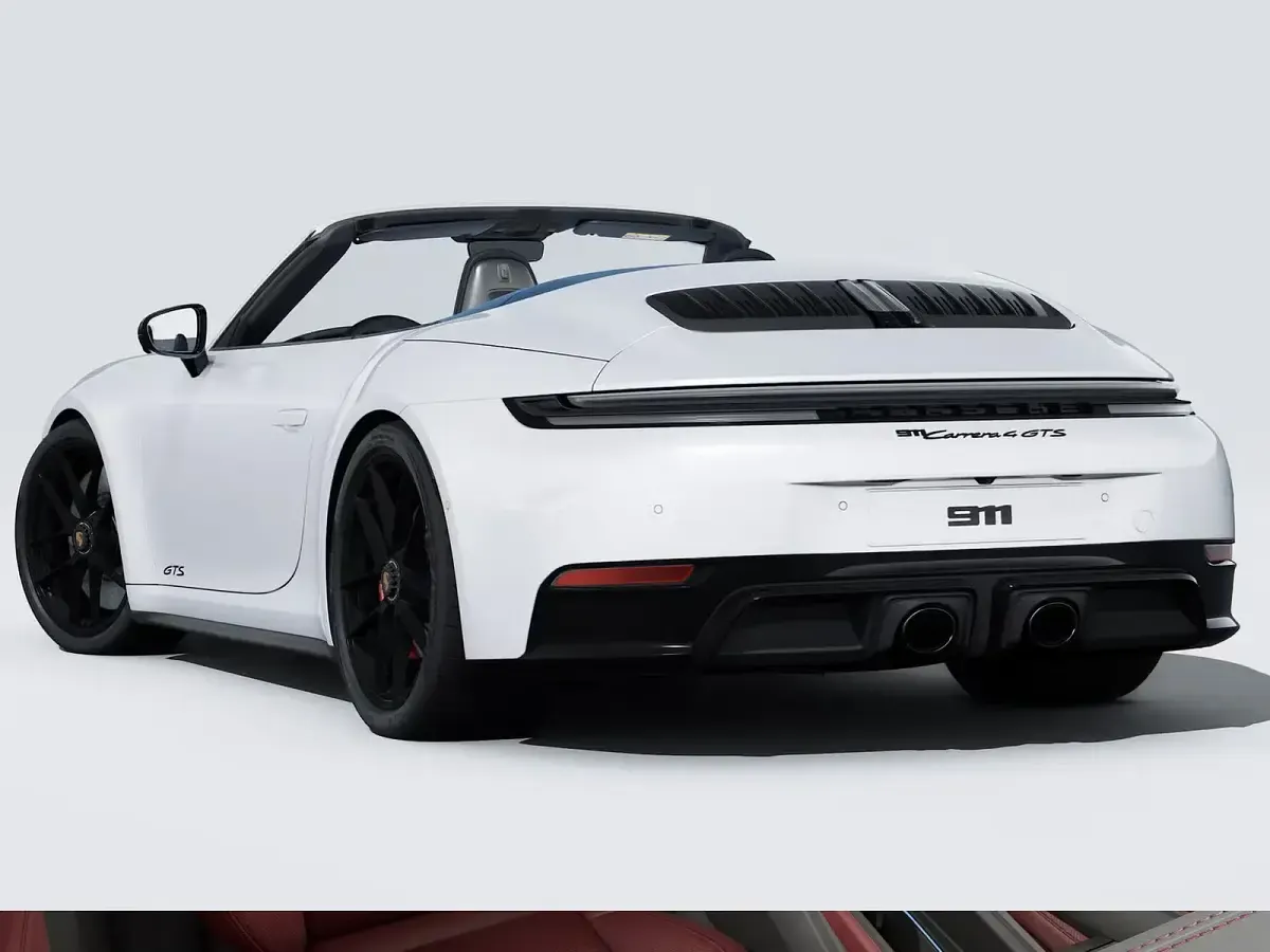Nuova Porsche 911 Carrera 4 GTS 2026 Grigio ghiaccio metallizzato/capote blu Cabrio