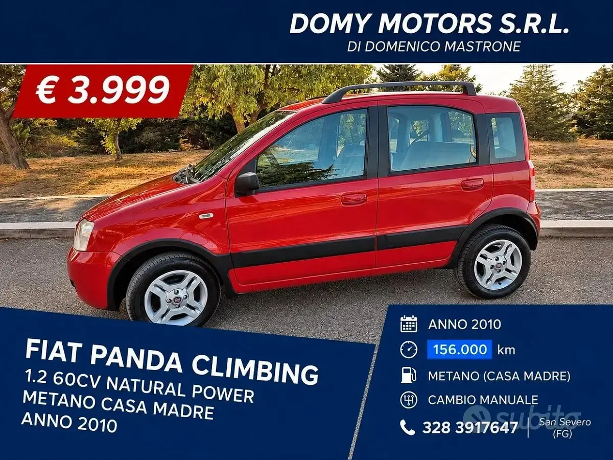 Usata Fiat Panda Climbing 60 CV (44 kW) 2010 Rosso Utilitaria