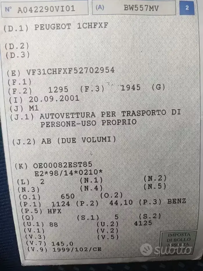 Usata Peugeot 106 60 CV (44 kW) 2001 Grigio Utilitaria