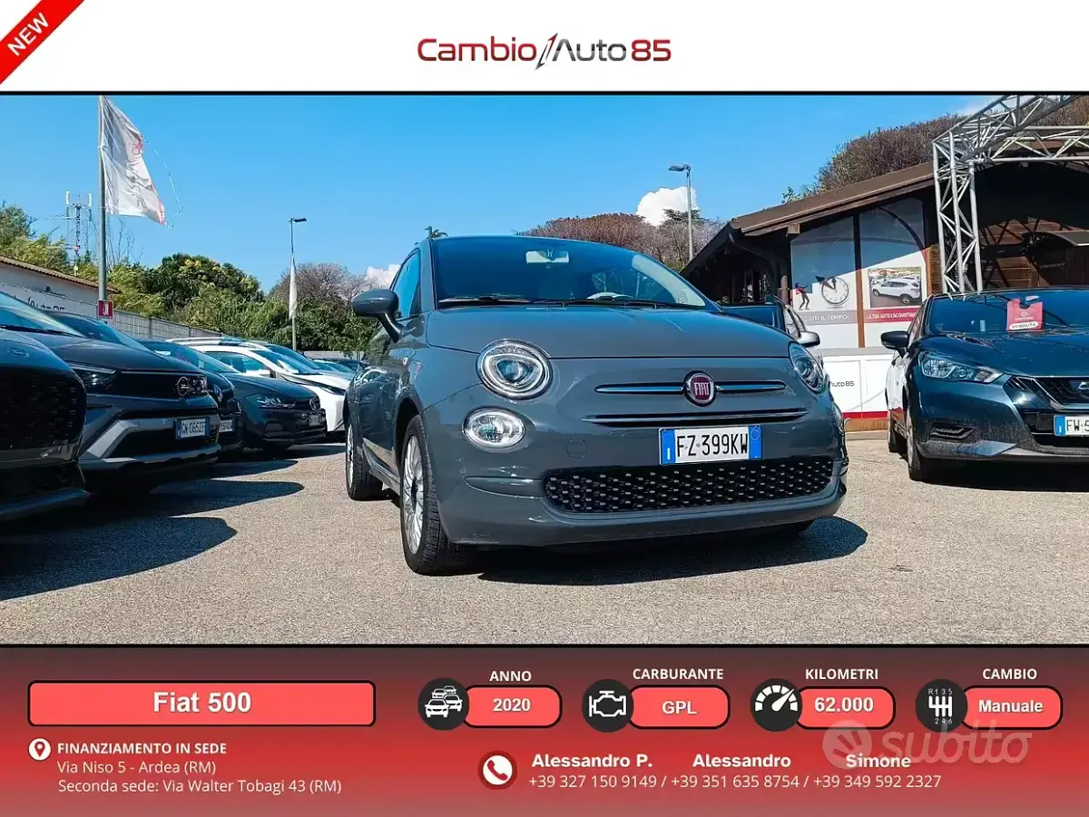Usata Fiat 500 Lounge 69 CV (50 kW) 2020 Grigio Berlina