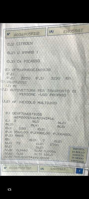 Usata Citroën C4 Picasso Exclusive 111 CV (81 kW) 2012 Monovolume