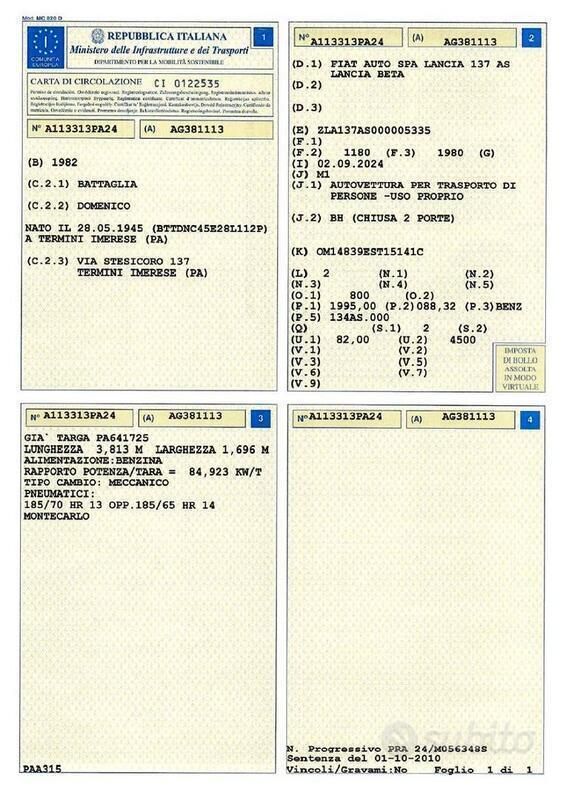 Usata Lancia Beta 118 CV (86 kW) 1982 Grigio Coupé