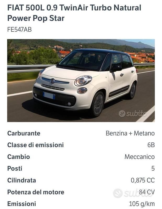 Usata Fiat 500L Pop Star 2016 Nero Monovolume