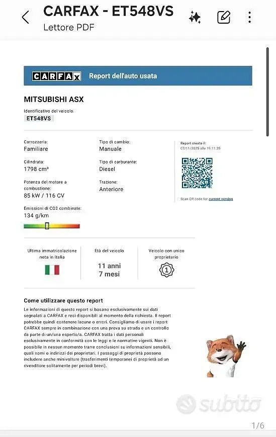 Usata Mitsubishi ASX Invite 116 CV (85 kW) 2014 Bianco SUV