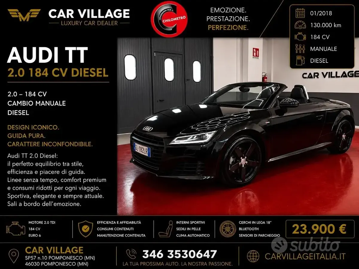 Usata Audi TT Roadster 184 CV (135 kW) 2018 Nero Cabrio