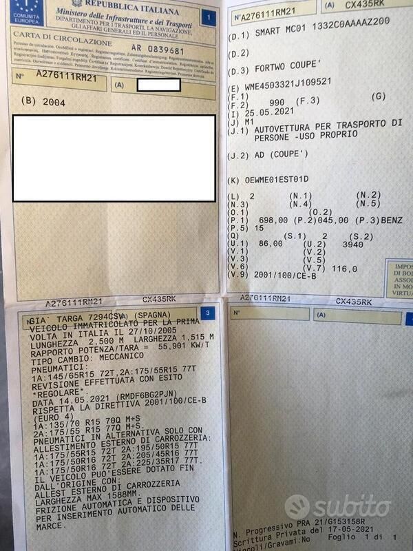 Usata Smart ForTwo Coupé 75 CV (55 kW) 2004 Utilitaria