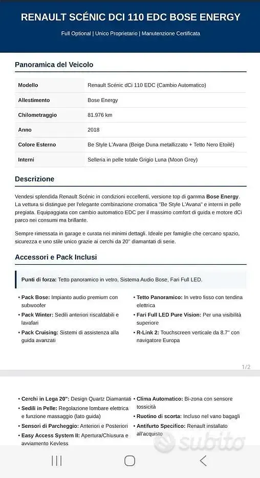 Usata Renault Scénic IV Bose Edition 110 CV (80 kW) 2018 Monovolume