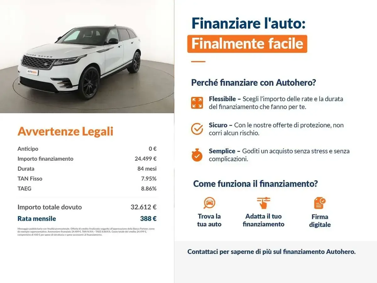 Usata Land Rover Range Rover Velar R-Dynamic 241 CV (177 kW) 2019 Bianco SUV