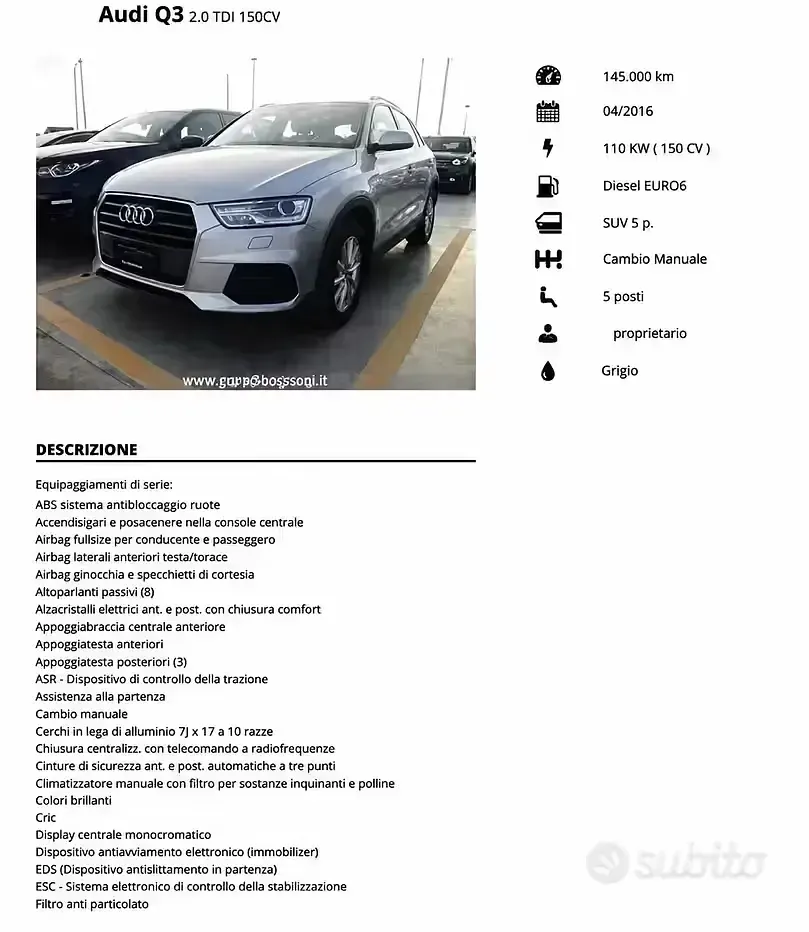 Usata Audi Q3 150 CV (110 kW) 2016 SUV