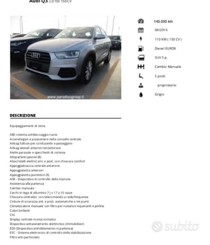 Usata Audi Q3 Comfort 150 CV (110 kW) 2016 Grigio SUV