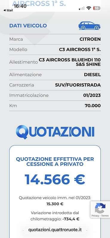 Usata Citroën C3 Aircross Shine 120 CV (88 kW) 2022 Blu SUV