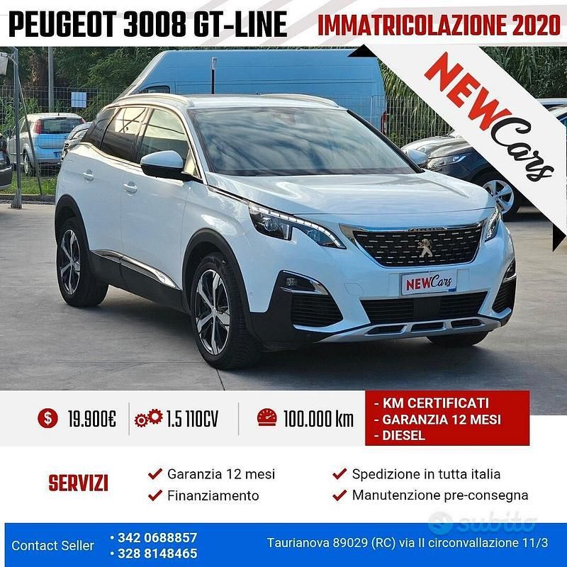 Bianco Usata 2020 Peugeot 3008 GT-line SUV | 18.900 € (Buon prezzo) - Immagine 1/4