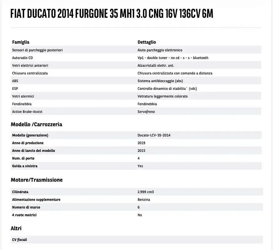 Usata Fiat Ducato 136 CV (100 kW) 2019 Bianco Furgone