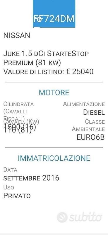 Usata Nissan Juke 2016 Bianco SUV