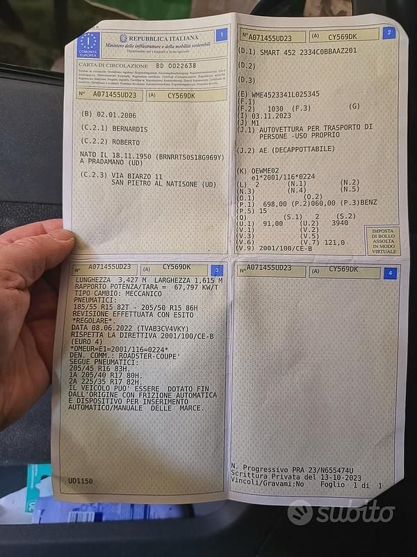 Usata Smart Roadster 2006 Blu Cabrio