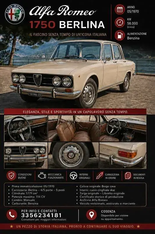 Usata Alfa Romeo 1750 114 CV (83 kW) 1970 Berlina