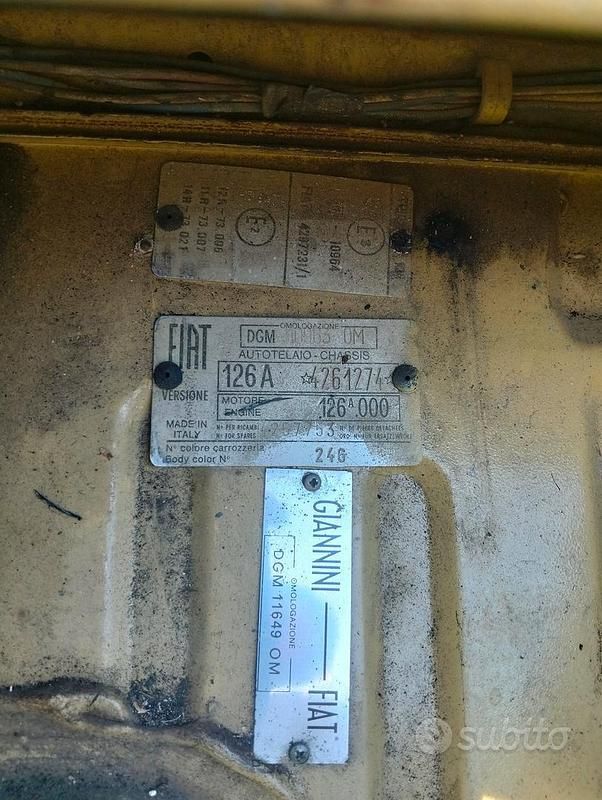 Usata Fiat 126 1970 Giallo Utilitaria