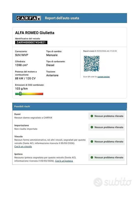 Usata Alfa Romeo Giulietta 120 CV (88 kW) 2016 Grigio Utilitaria