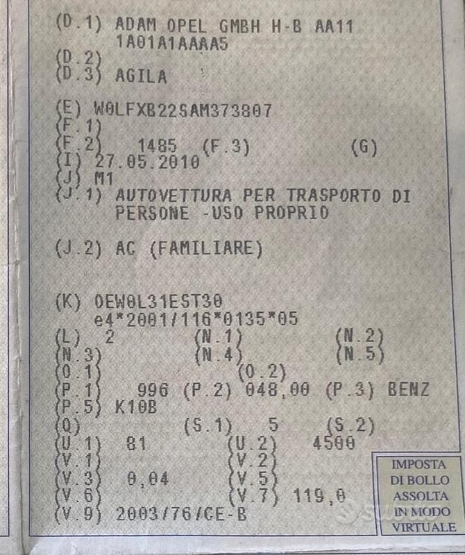 Usata Opel Agila 58 CV (42 kW) 2010 Grigio Utilitaria