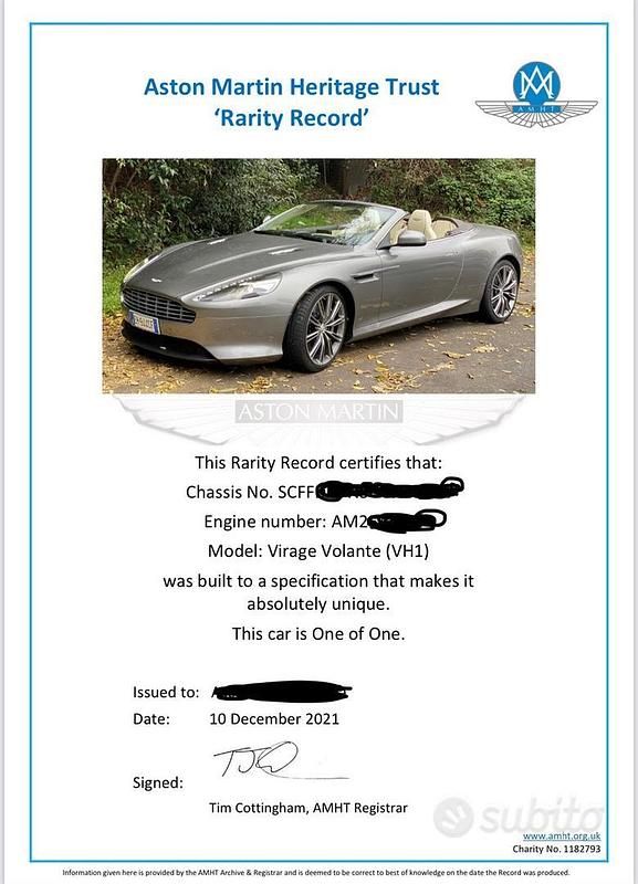 Usata 2011 Aston Martin Virage | 115.000 € - Immagine 1/4