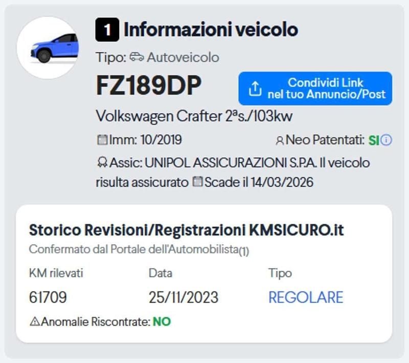 Usata VW Crafter 140 CV (102 kW) 2019 Rosso Furgone