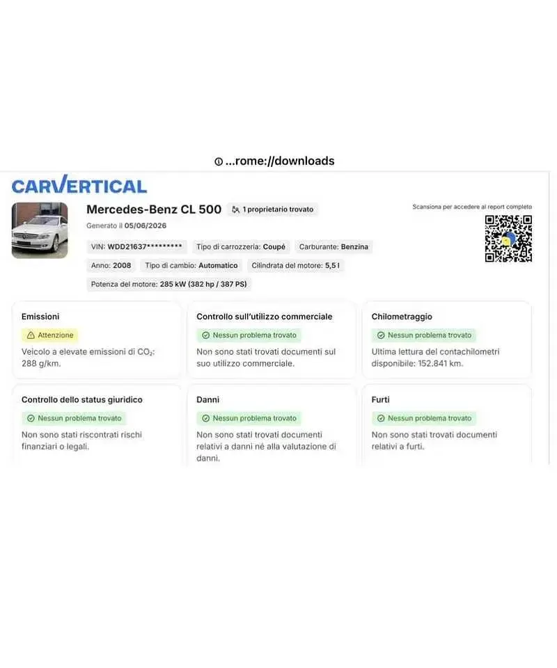 Usata Mercedes CL500 386 CV (283 kW) 2008 Bianco Coupé