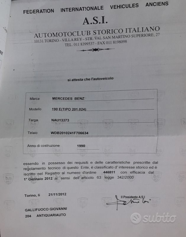 Usata 1990 Mercedes 190 Tre volumi | 3000 € - Immagine 1/4