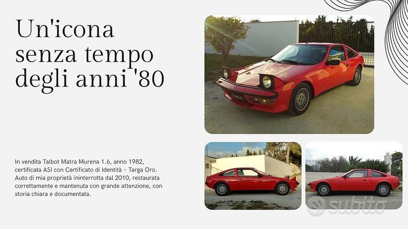 Usata Talbot Murena 1982 Rosso Coupé