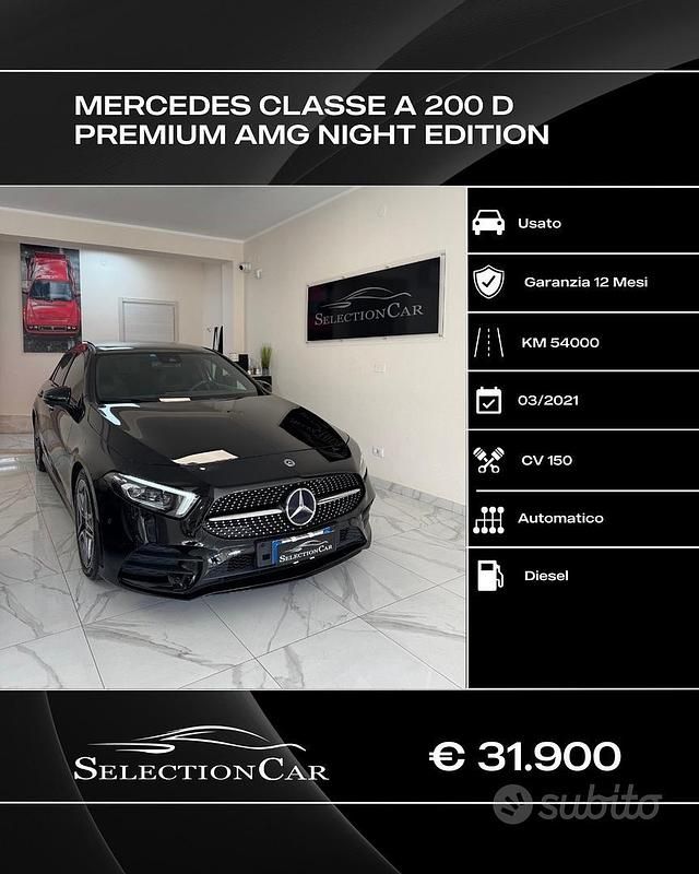 Usata Mercedes A200 AMG Line Premium 150 CV (110 kW) 2021 Nero Berlina