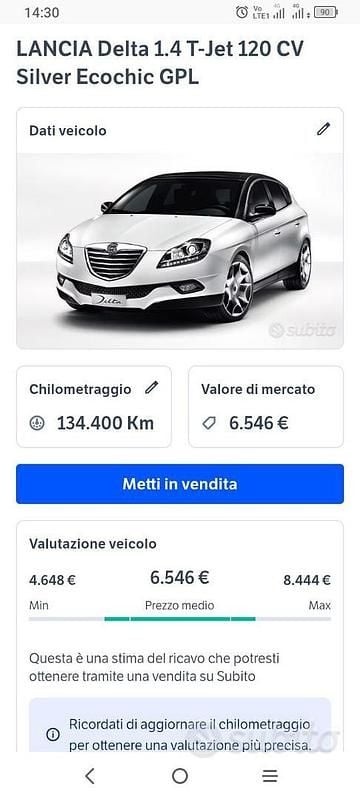 Usata Lancia Delta 120 CV (88 kW) 2013 Nero Utilitaria