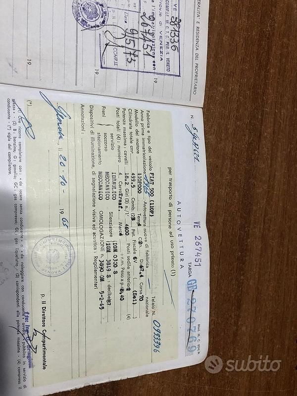 Usata Fiat 500 1960 Bianco Utilitaria