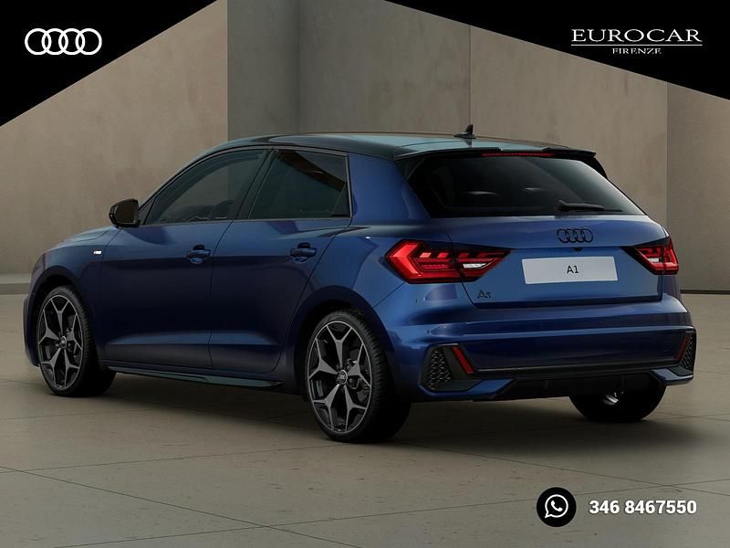 Nuova Audi A1 Sportback Design 116 CV (85 kW) 2025 Blu navarra metallizzato nero mito metal Utilitaria