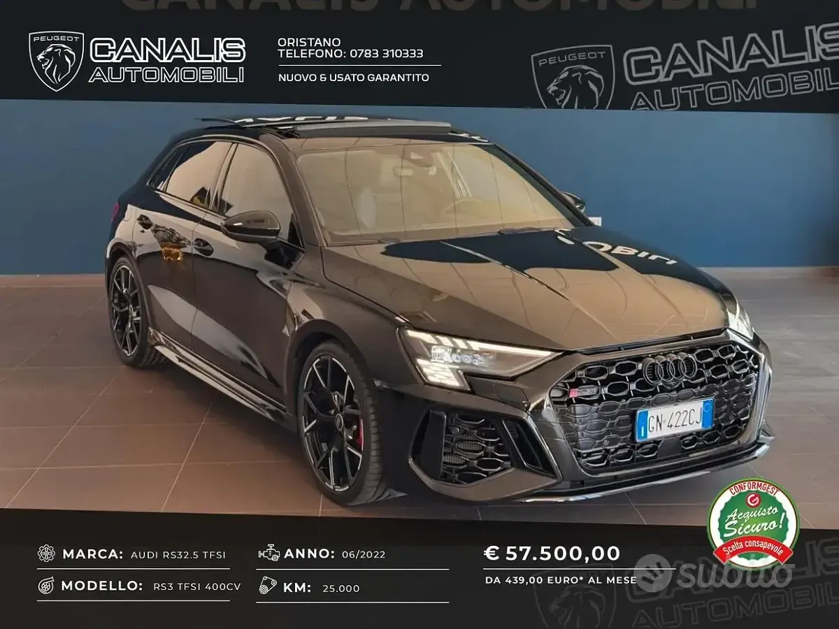 Usata Audi RS3 Ambiente 400 CV (294 kW) 2022 Nero Berlina