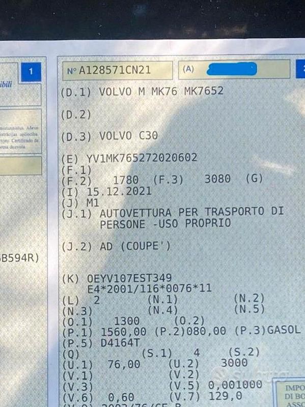 Usata Volvo C30 2007 Utilitaria