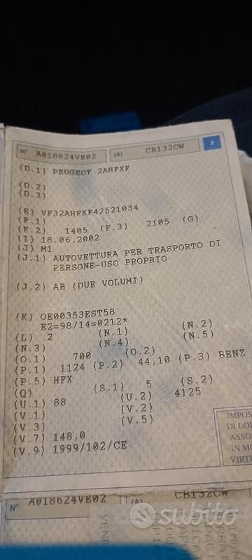 Usata Peugeot 206 2002 Grigio Utilitaria