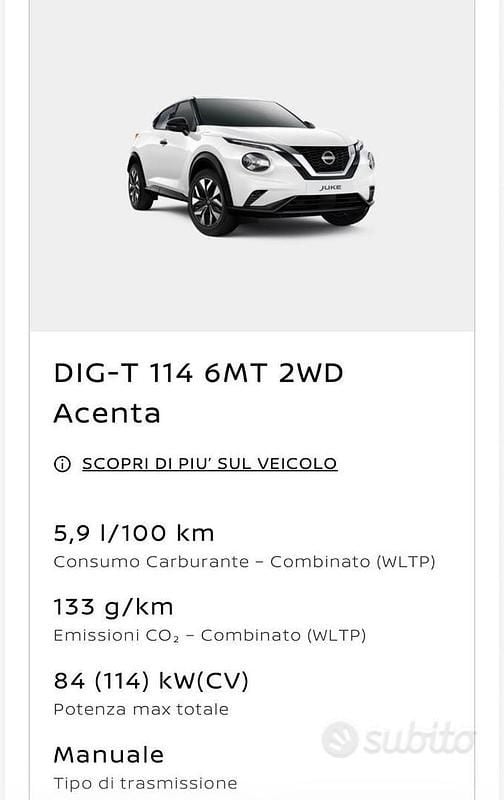 Usata Nissan Juke Acenta 114 CV (83 kW) 2024 Bianco SUV