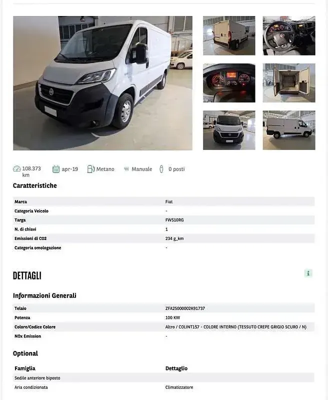 Usata Fiat Ducato 136 CV (100 kW) 2019 Bianco Furgone