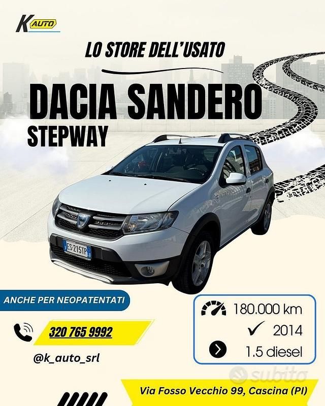 Bianco Usata 2014 Dacia Sandero Stepway Due volumi | 6450 € (Buon prezzo) - Immagine 1/4