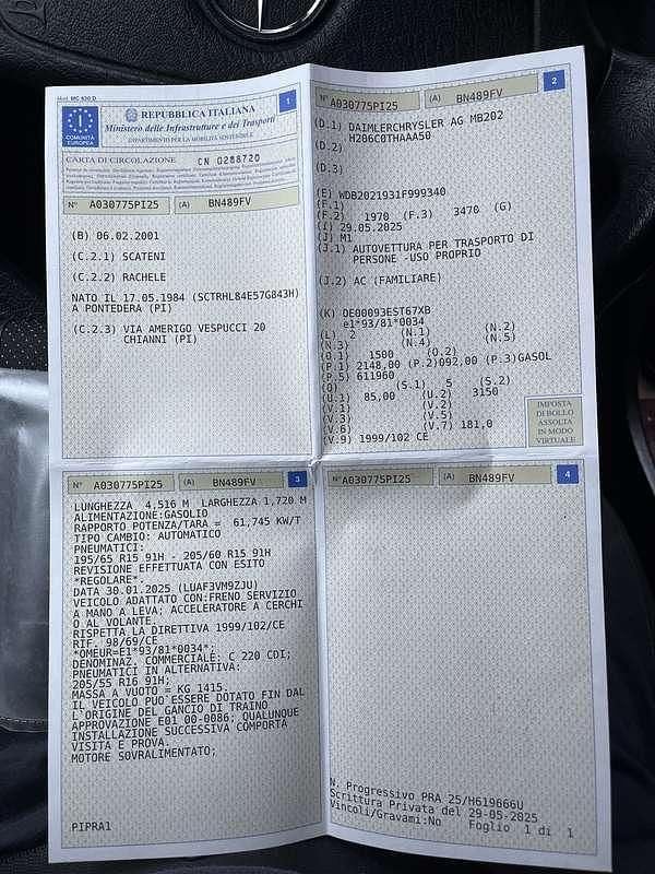 Usata Mercedes C220 116 CV (85 kW) 2001 Grigio Station wagon